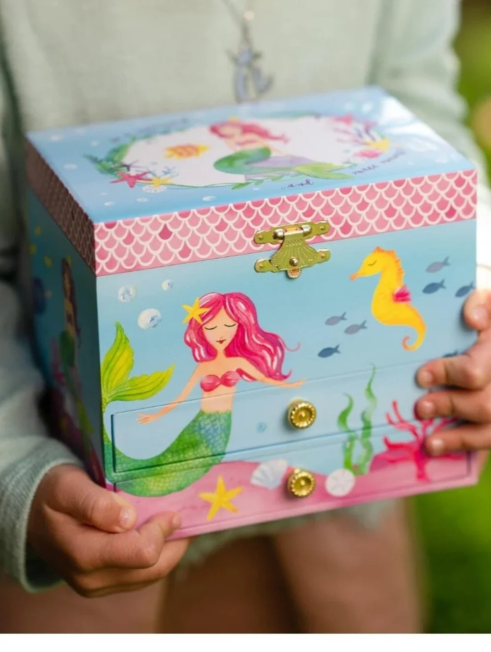 Mermaid Musical Jewelry Box for Kids - Pink & Blue